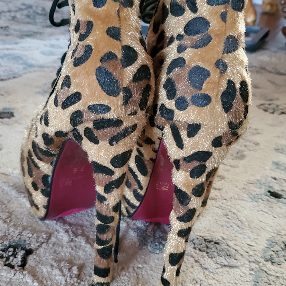 Cleopatra Leopard Print Platform Booties - image 4